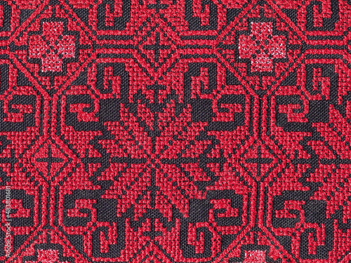 national patterns on the fabric of the moldovan costume photo