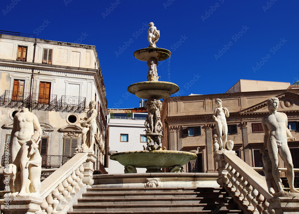 Fontana Pretoria in Palermo, Sicily, Italy.