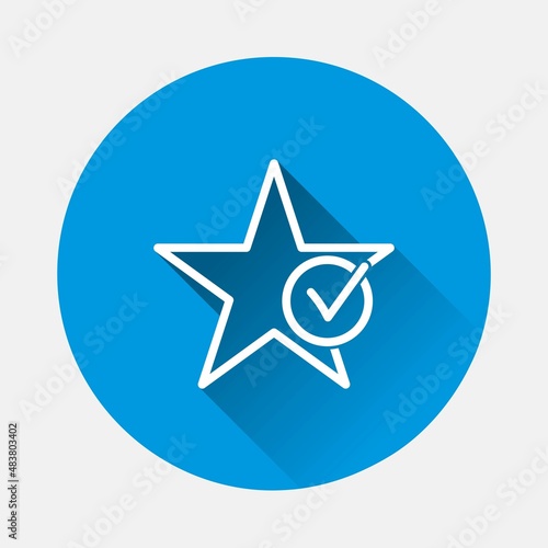 Star vector icon, symbol of good score icon on blue background. Flat image with long shadow. Layers grouped for easy editing illustration. For your design.