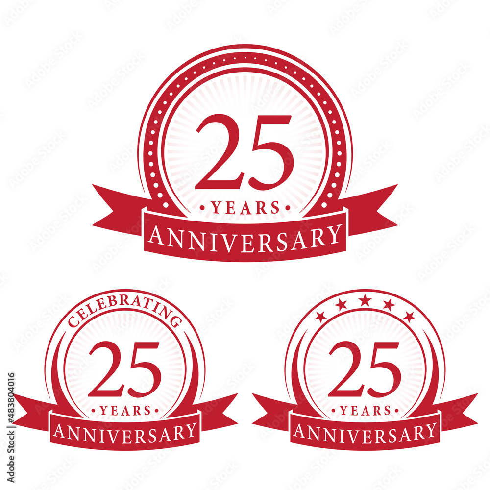 25 years anniversary logo collections. Set of 25th Anniversary logotype template. Vector and illustration.
25 years anniversary logo collections. Set of 25th Anniversary logotype template. Vector and illustration.