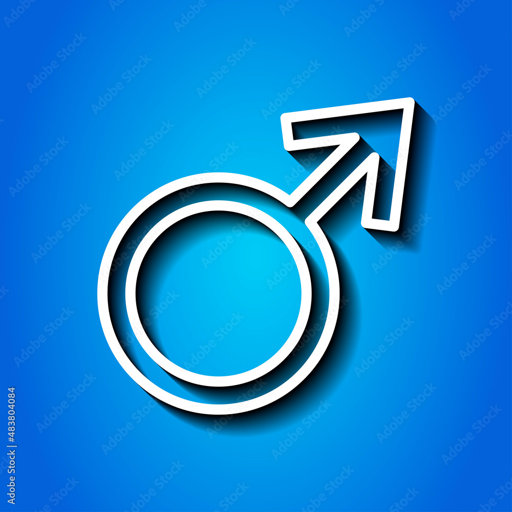 Male simple icon vector. Flat desing. White icon with shadow on blue background.ai Male simple icon vector. Flat desing. White icon with shadow on blue background.ai