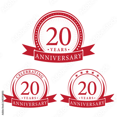 20 years anniversary logo collections. Set of 20th Anniversary logotype template. Vector and illustration. 