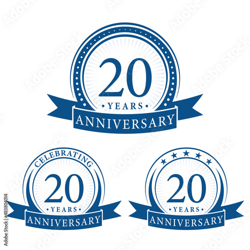 20 years anniversary logo collections. Set of 20th Anniversary logotype template. Vector and illustration.
