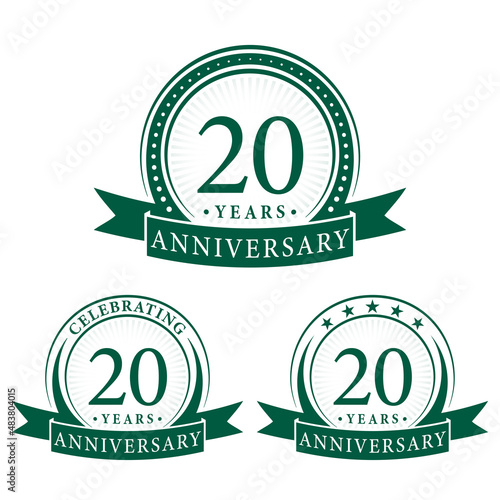 20 years anniversary logo collections. Set of 20th Anniversary logotype template. Vector and illustration.
