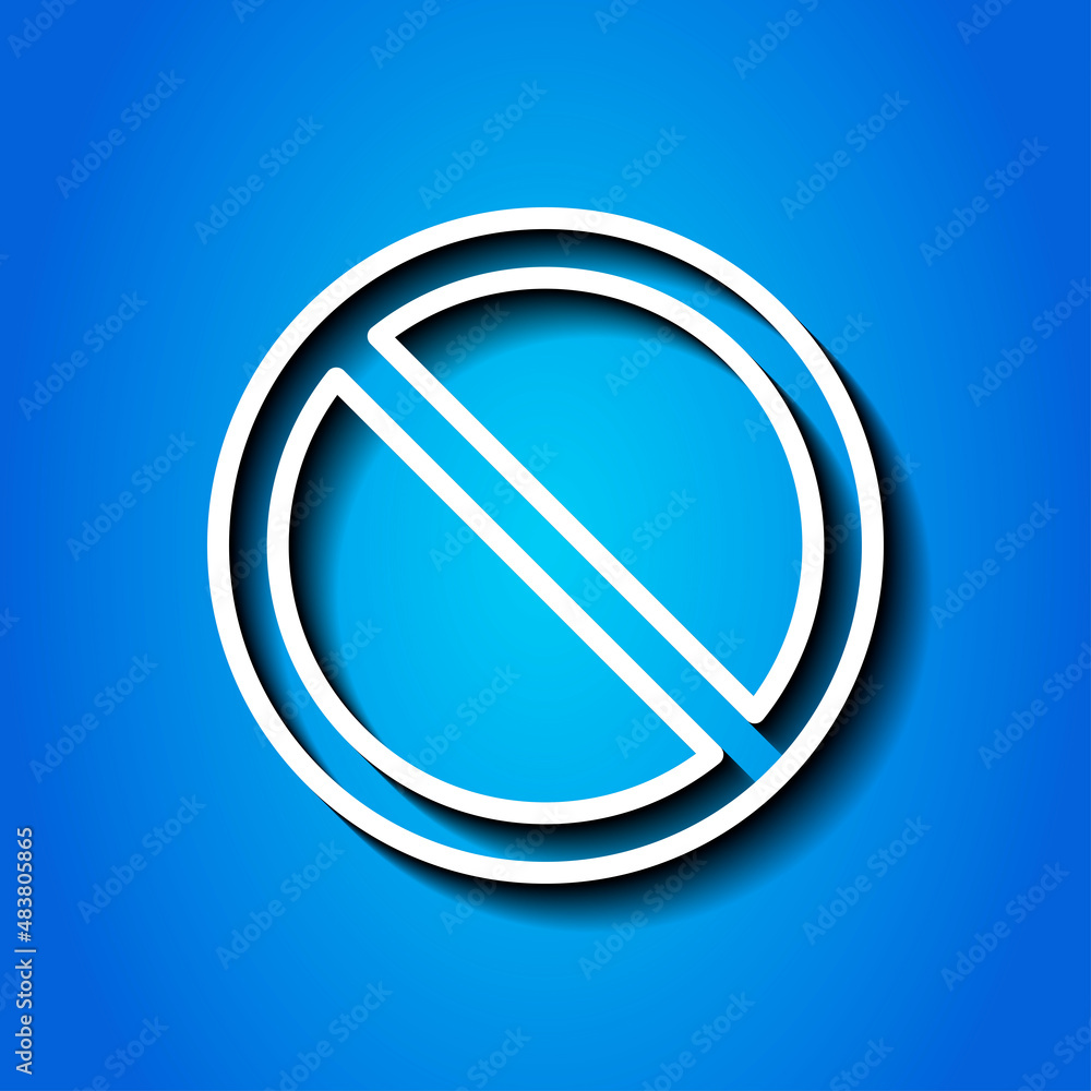Stop vector simple icon. Flat desing. White icon with shadow on blue background.ai Stop vector simple icon. Flat desing. White icon with shadow on blue background.ai