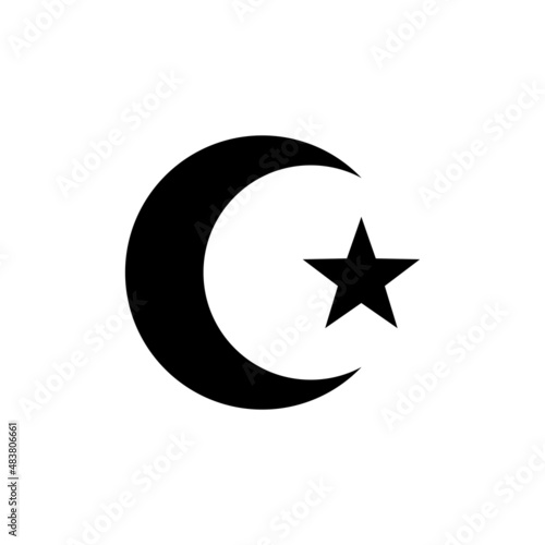 Star and crescent line icon  Happy Ramadan and muslim  islamic crescent vector icon  vector graphics  editable stroke outline sign