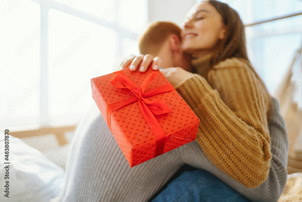 Valentine's Day concept. Exchange of gifts. Young couple at home celebrating Valentine's Day. Romantic day together.
Valentine's Day concept. Exchange of gifts. Young couple at home celebrating Valentine's Day. Romantic day together.