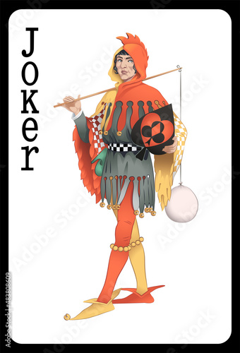 Classic Joker playing card - Vector illustration.