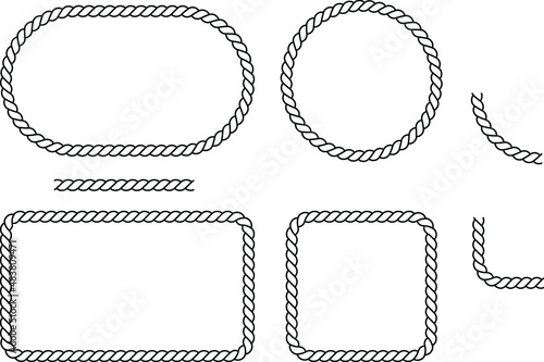 Rope Frame Outline Clipart Set - Circle, Square, Rectangle and Oval