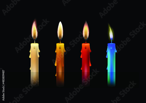 4 candles in different colors vector