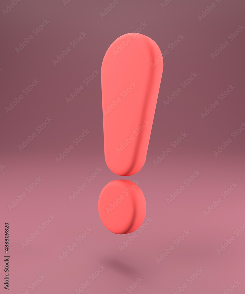 Pink exclamation mark 3d illustration Pink exclamation mark 3d illustration
