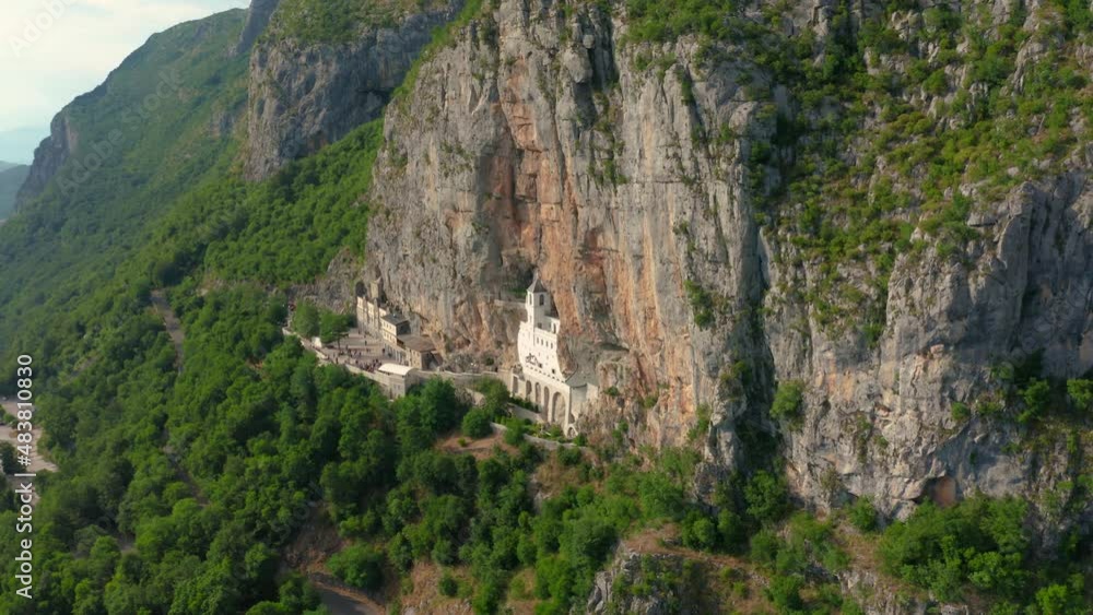 Aerial view on Ostrog monastery is the most popular pilgrimage place in Montenegro Aerial view on Ostrog monastery is the most popular pilgrimage place in Montenegro