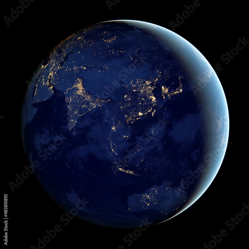 Fototapeta Naklejka Na Ścianę i Meble -  VUE DE L'ASIE DEPUIS L'ESPACE LA NUIT. Elements of this image furnished by NASA