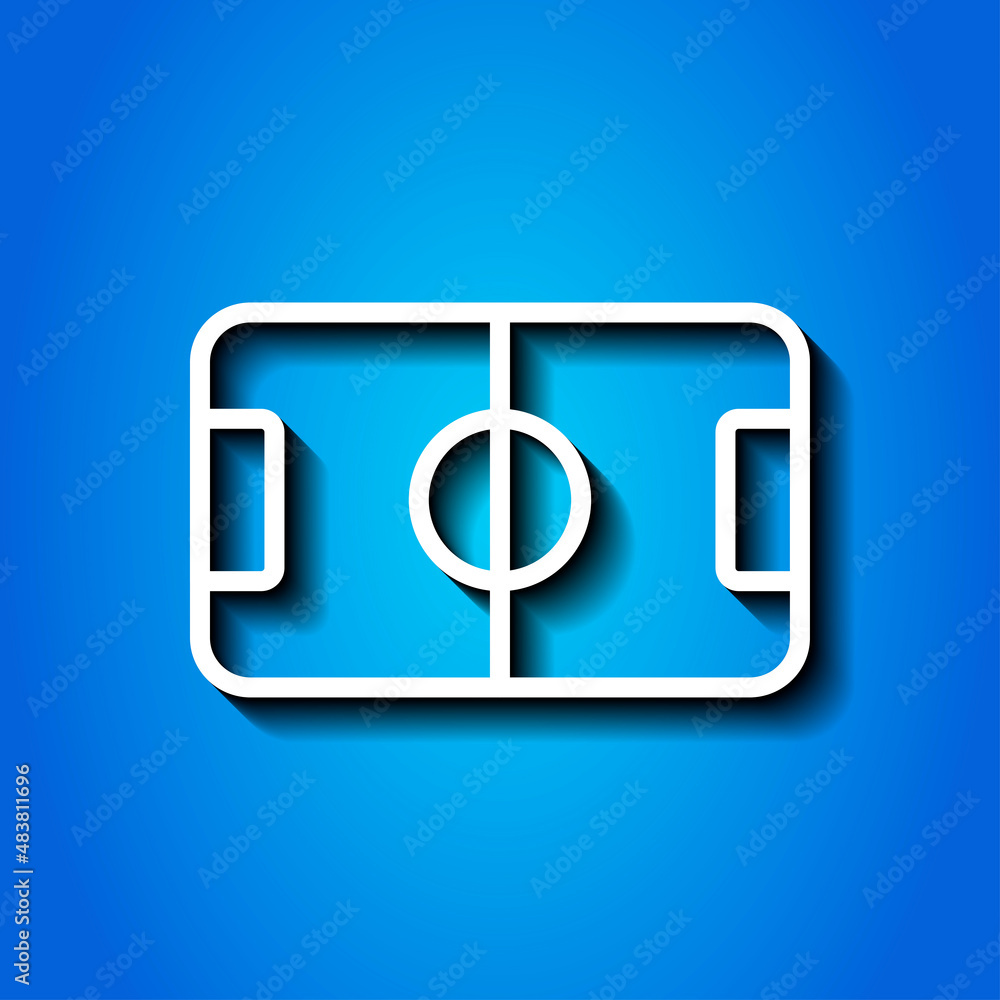 Football, soccer simple icon. Flat desing. White icon with shadow on blue background.ai Football, soccer simple icon. Flat desing. White icon with shadow on blue background.ai
