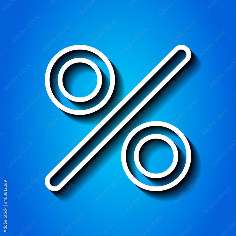 Percent simple icon vector. Flat desing. White icon with shadow on blue background.ai Percent simple icon vector. Flat desing. White icon with shadow on blue background.ai
