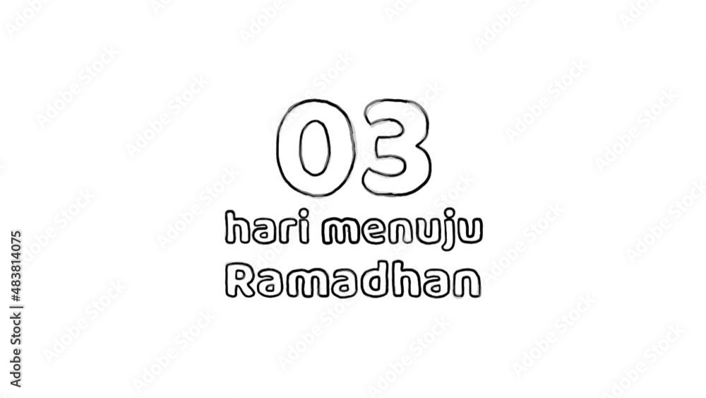 03 Days to Ramadan (03 Hari Menuju Ramadhan) Pencil Sketch Illustration Looping Video