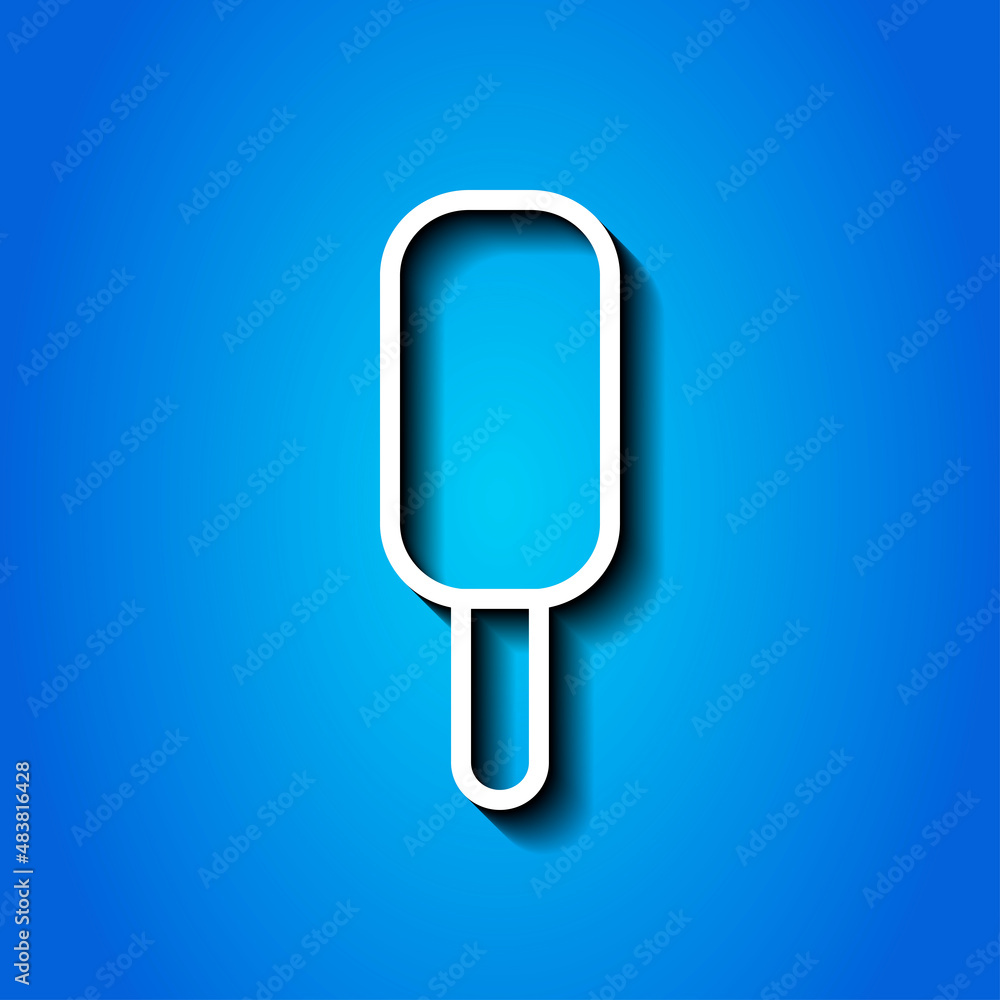 Icecream simple icon. Flat desing. White icon with shadow on blue background.ai Icecream simple icon. Flat desing. White icon with shadow on blue background.ai