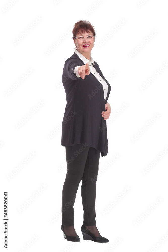 Senior businesswoman wearing black suit posing with crossed arms,