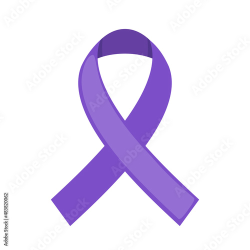 Purple ribbon icon in flat style isolated on white background.