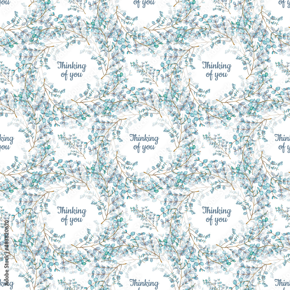 Fototapeta premium Seamless pattern. Thinking of you- card. 