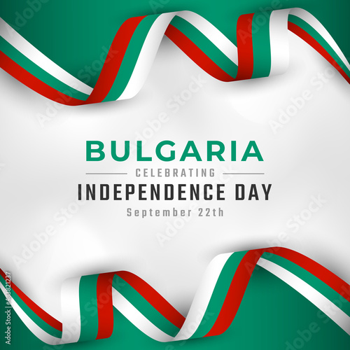 Quadro em tela Happy Bulgaria Independence Day September 22th Celebration Vector Design Illustration