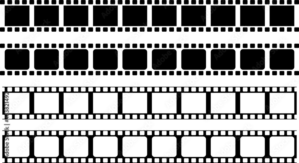 Film strips collection. Old retro cinema movie strip. lines on white background