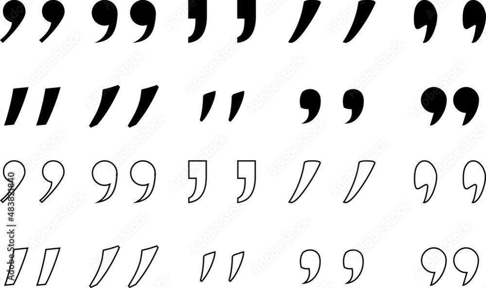 Texting quote boxes. Quotes icon lines. inverted commas. talking marks