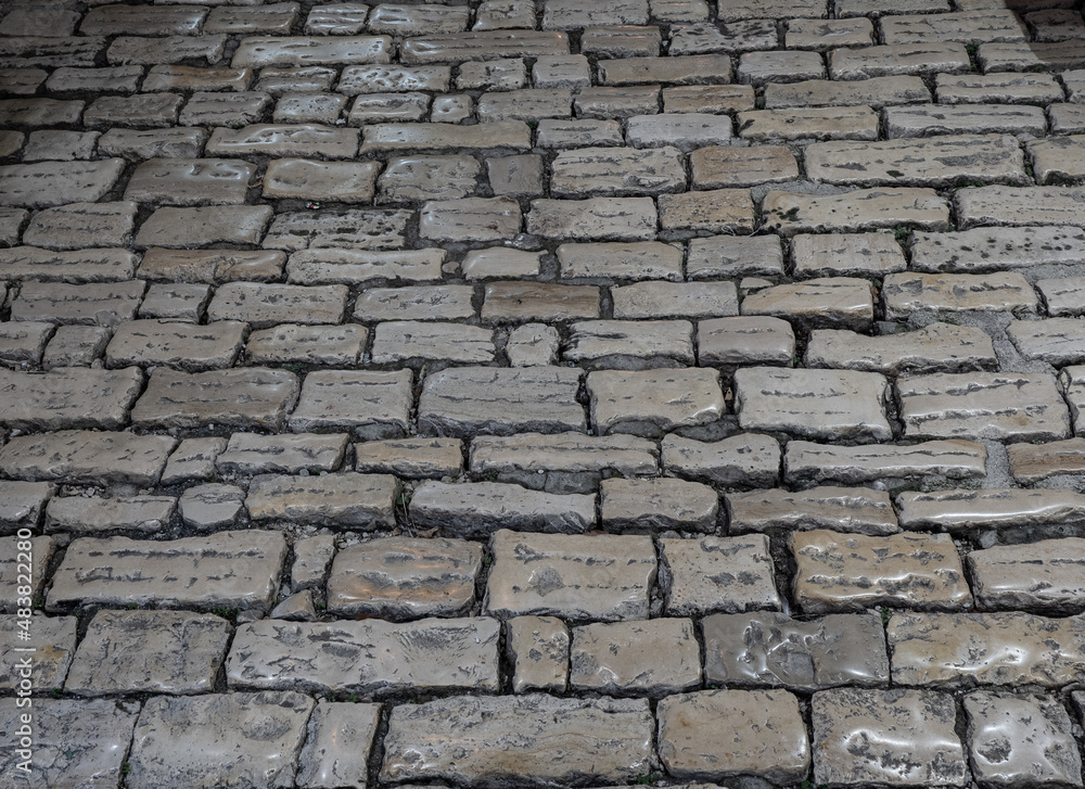 The anchient pavement with paving stone in Europe