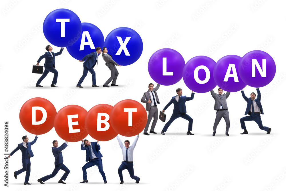 Businessmen in the load and debt concept Businessmen in the load and debt concept