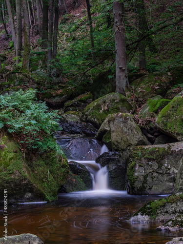 Waterfall on river Ilse in forest Harz  Germany
