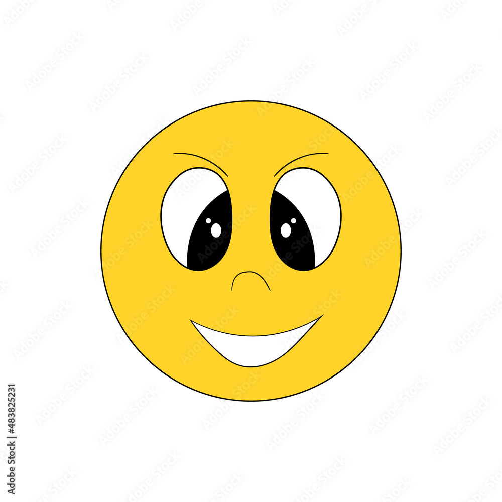 Smile icon in trendy flat style. Happy face isolated on white background. Smiley face icons. Trendy vector illustration. Contour graphics for design