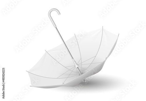 Mockup promotional advertising white umbrella parasol. Template realistic mock up for branding