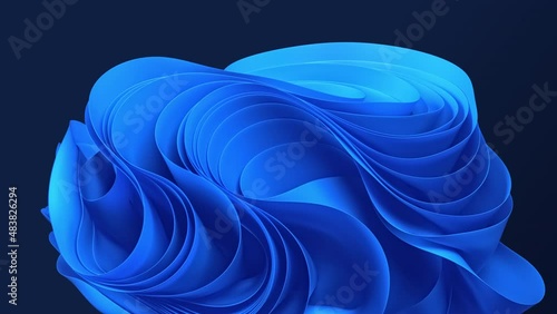 Blue animated abstract 11 wavy cloth fabric lines wave effect window backdrop. Corporate concept can be used for visuals, vj, presentations as motion background Seamless Loop 4k