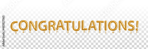 Vector realistic isolated golden balloon text of Congratulations on the transparent background.