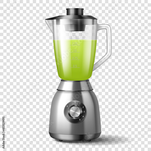 Blender, mixer realistic icon. Electric kitchen machine for smoothie, juice and shakes. 3d juicers