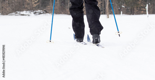 close up of cross country skis