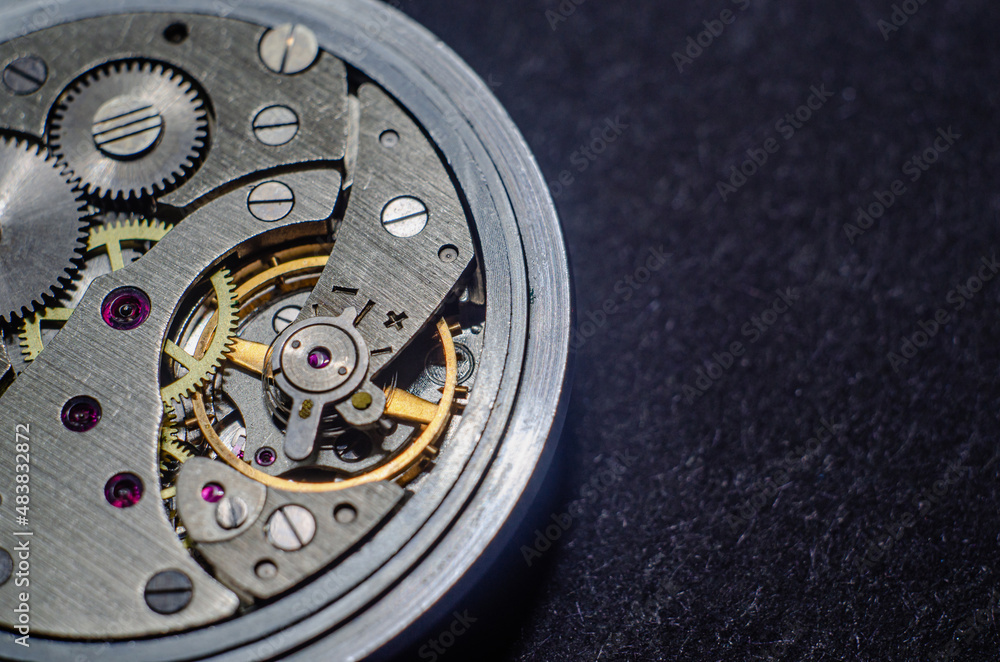 close view of a vintage beautiful watch mechanism