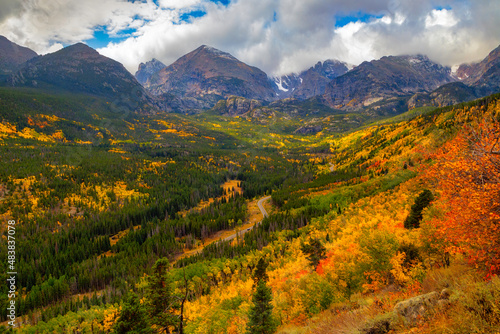 Obraz na plátně Fall in Rocky Mountain National Park as a storm comes over the Continental Divid