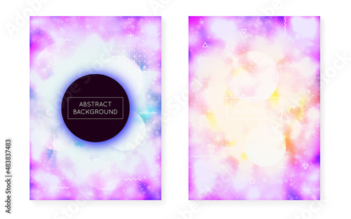 Gradient Design. Violet Space Background. Liquid Texture. Shiny Vector. Science Dots. Minimal Pattern. Round Ultraviolet Composition. Vibrant Flyer. Purple Gradient Design © Holo Art