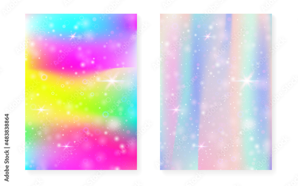 Rainbow background with kawaii princess gradient. Magic unicorn hologram. Rainbow background with kawaii princess gradient. Magic unicorn hologram.