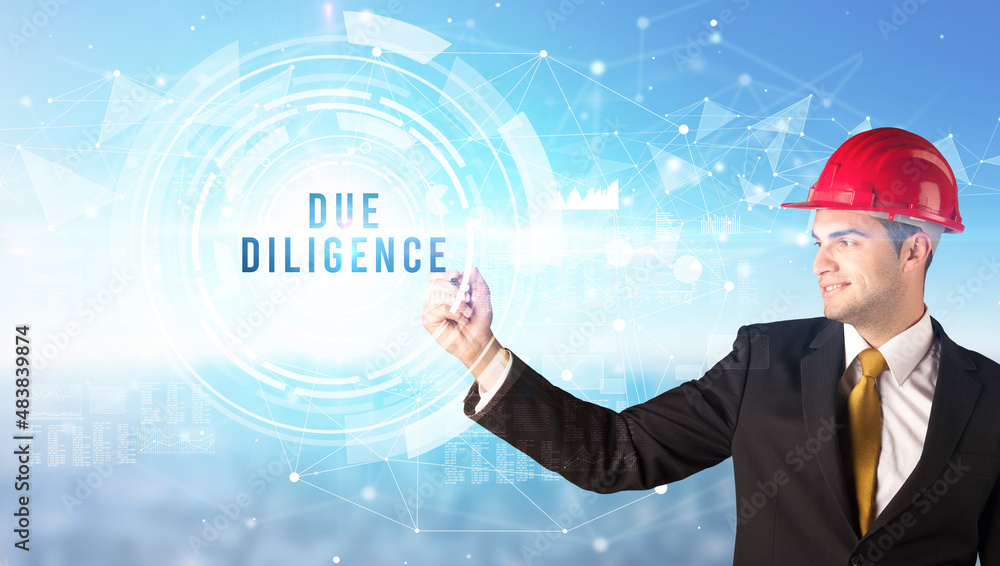 Handsome businessman with helmet drawing Handsome businessman with helmet drawing