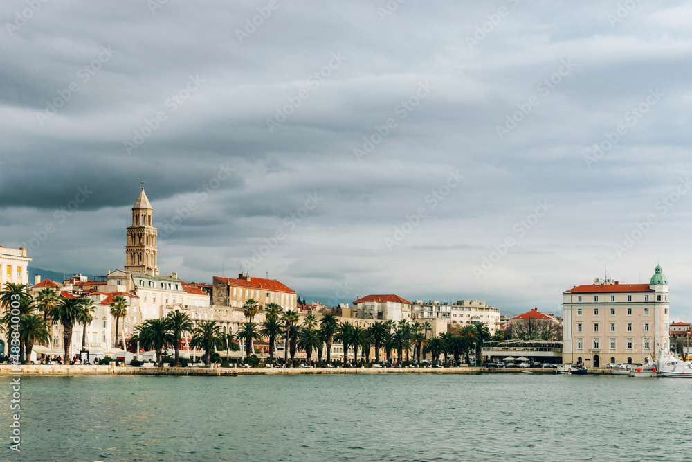 Waterfront of Split city at winter. Croatia