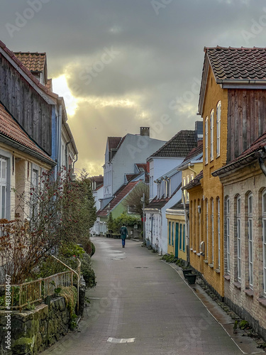 Historic houses in St. Jürgen, tourist attraction in Flensburg, Schleswig Holstein, Germany photo