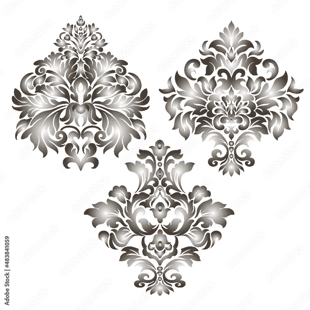Oriental vector damask patterns for greeting cards and wedding invitations. Oriental vector damask patterns for greeting cards and wedding invitations.