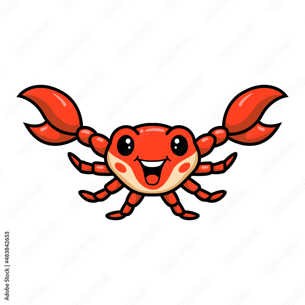 Fototapeta premium Cute little orange crab cartoon