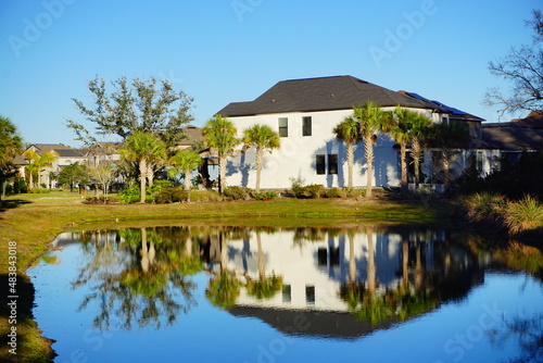 Beautiful pond in a florida community	