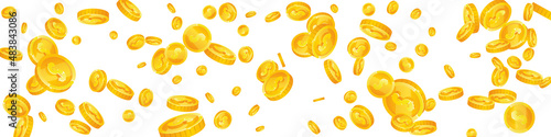 American dollar coins falling. Breathtaking scattered USD coins. USA money. Admirable jackpot, wealth or success concept. Vector illustration.
