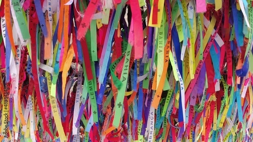 Religion symbol. Faith symbol. Colorful ribbons of Bonfim church, Salvador Bahia. Brazil. Religion symbols. Faith symbol. Church symbol. Colored riboons Bonfim church, Salvador Bahia. Salvador Brazil photo