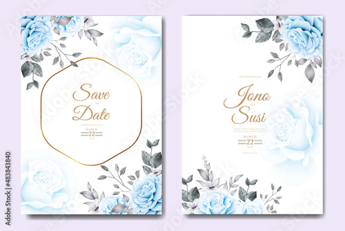 Elegant floral watercolor wedding invitation card © retno