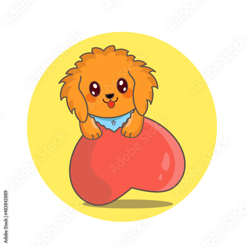  A cute dog with love smilling so happily